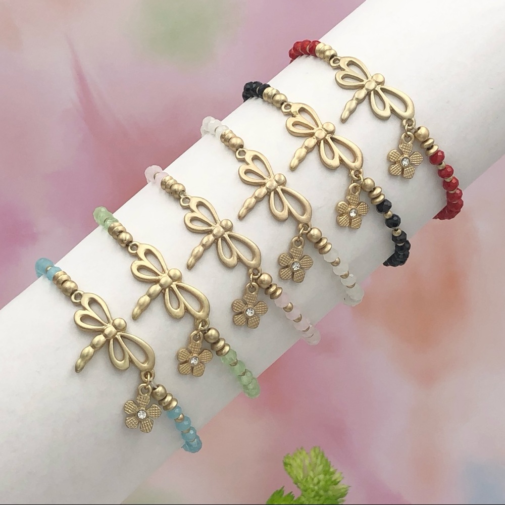 🍀 Dragonfly Charm Stretch Bracelet